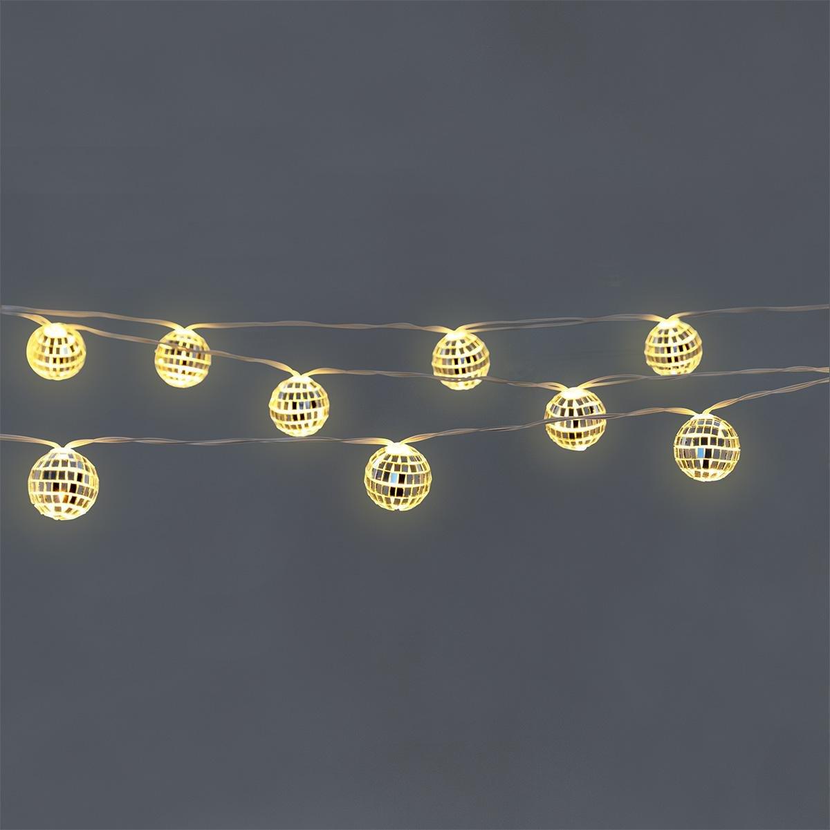 Multicolour string lights with disco balls - 285 cm