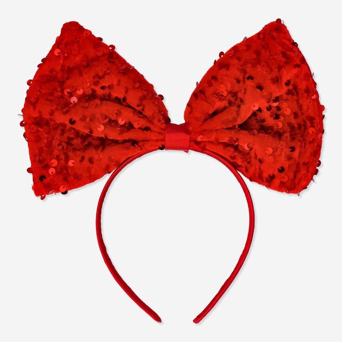 Red velvet bow hairband for adults