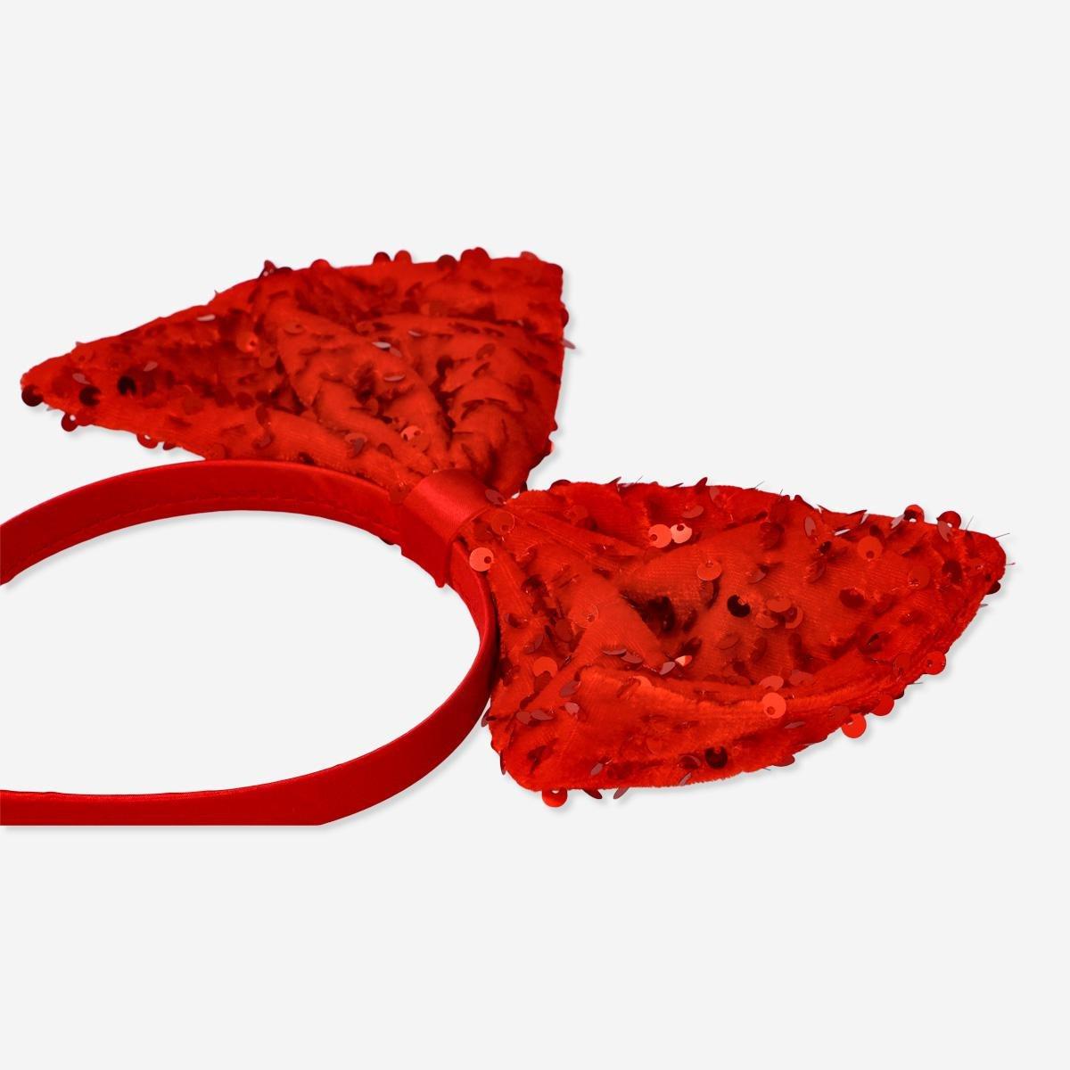 Red velvet bow hairband for adults