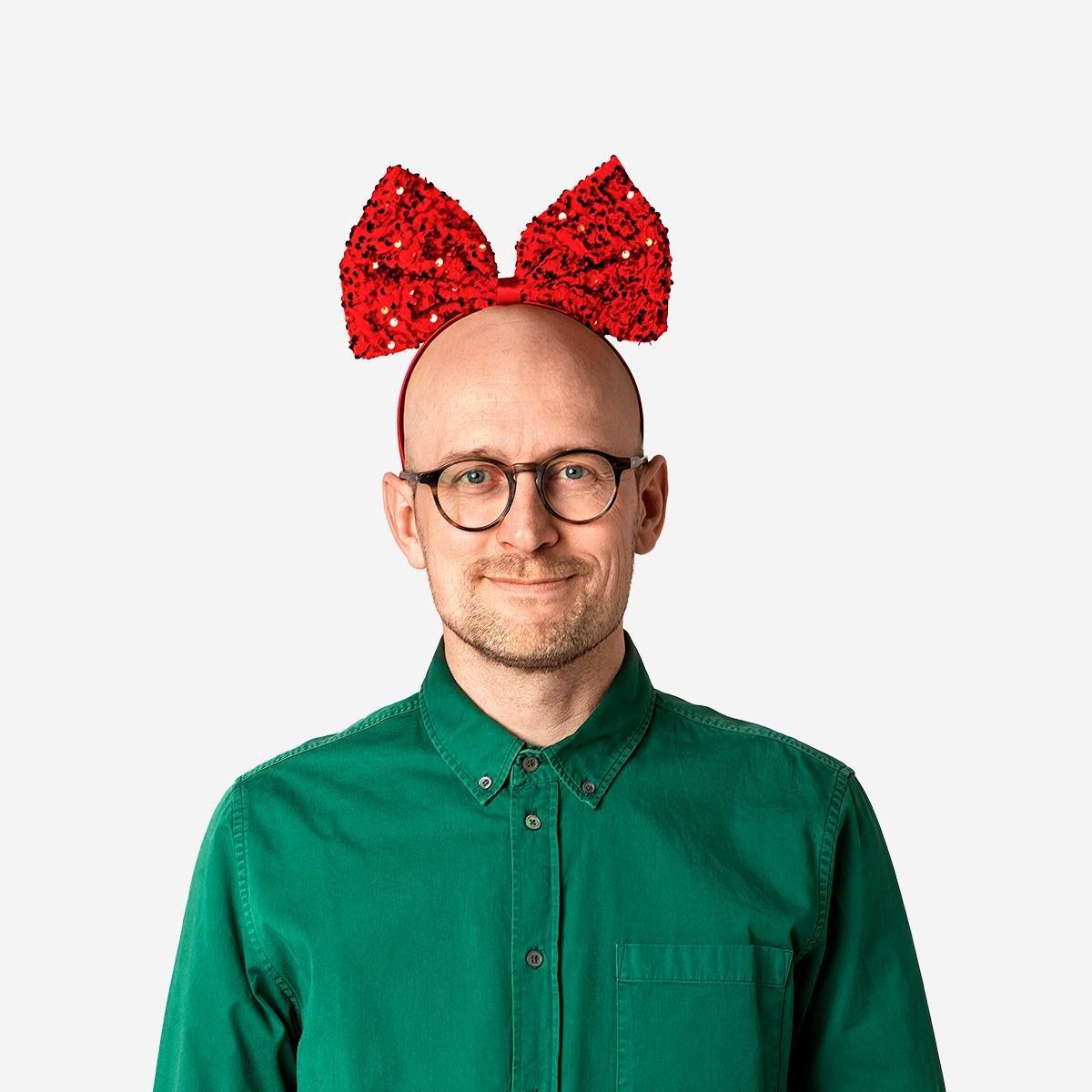 Red velvet bow hairband for adults