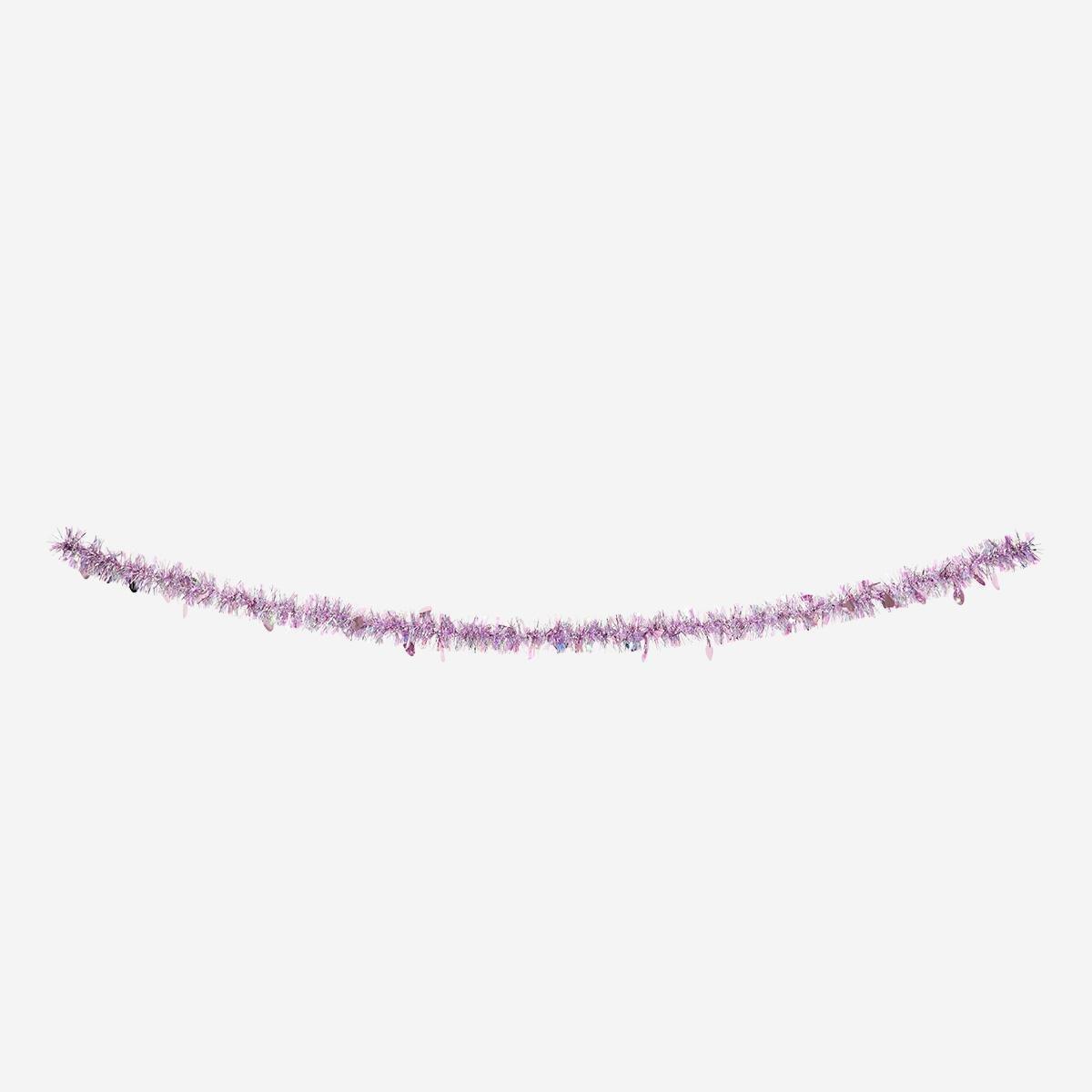 Purple tinsel garland