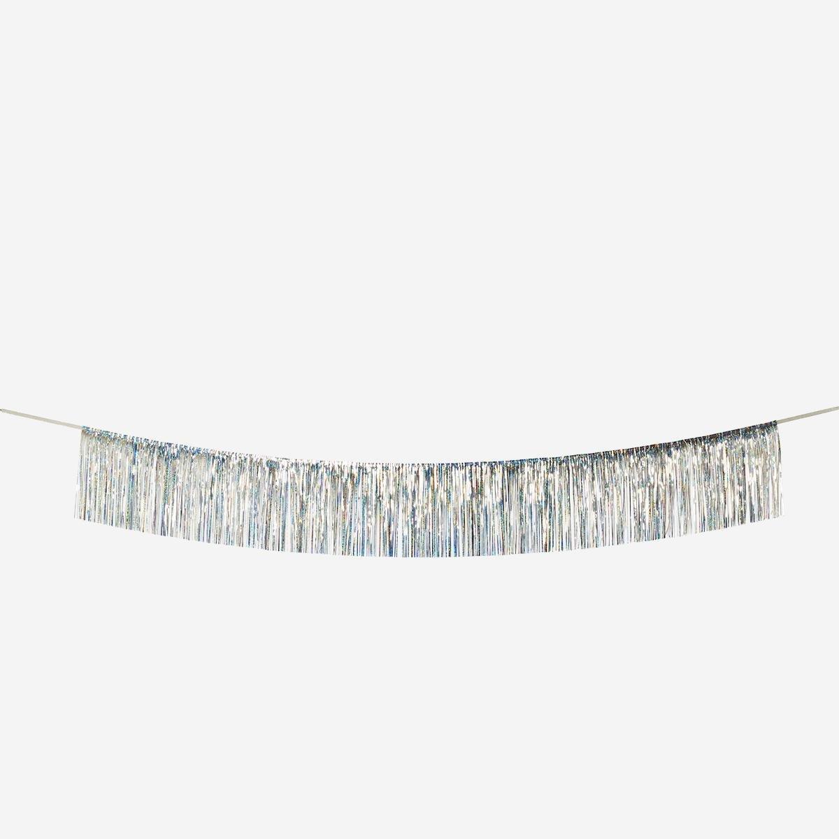 Silver holographic fringe garland