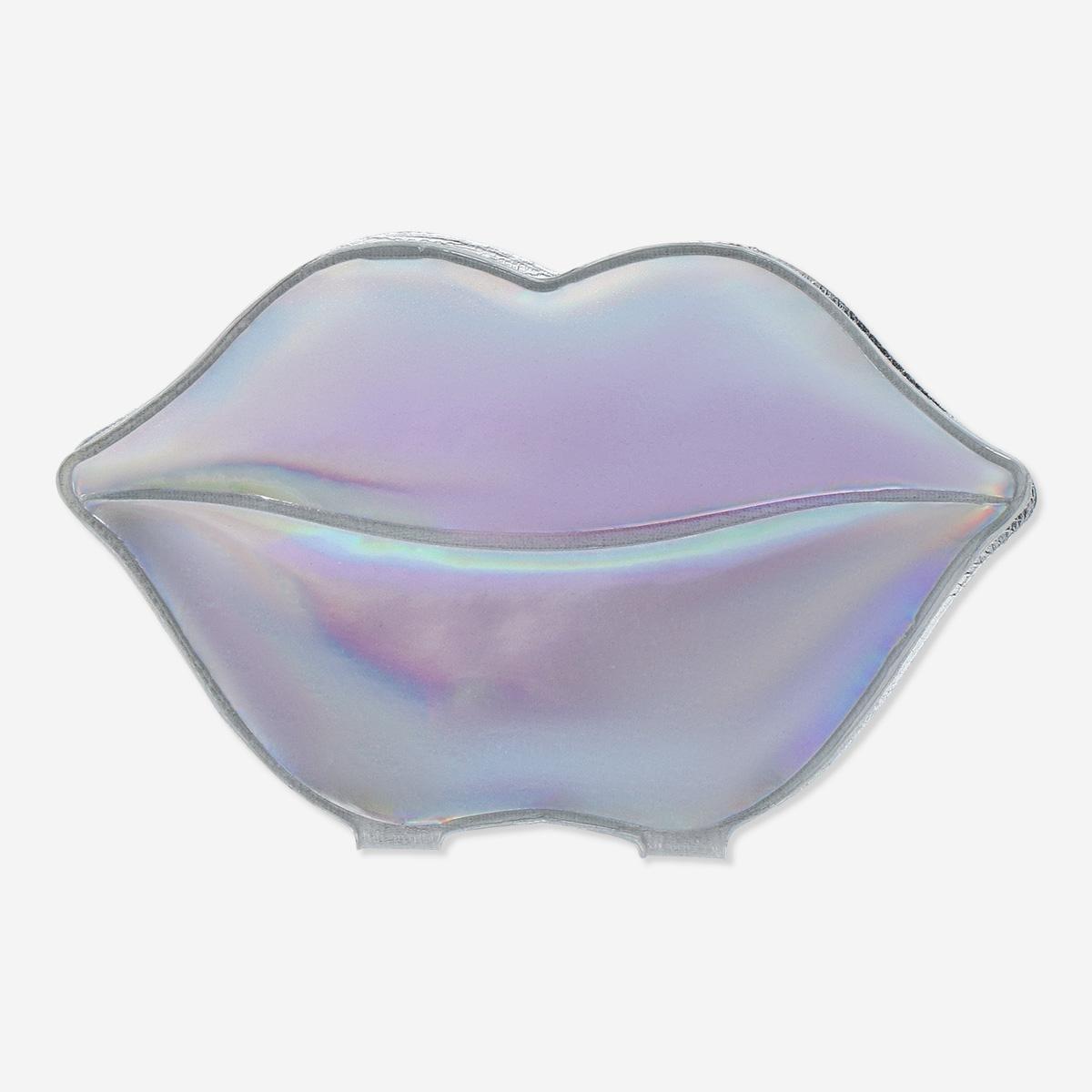 Silver lip-shaped pocket mirror