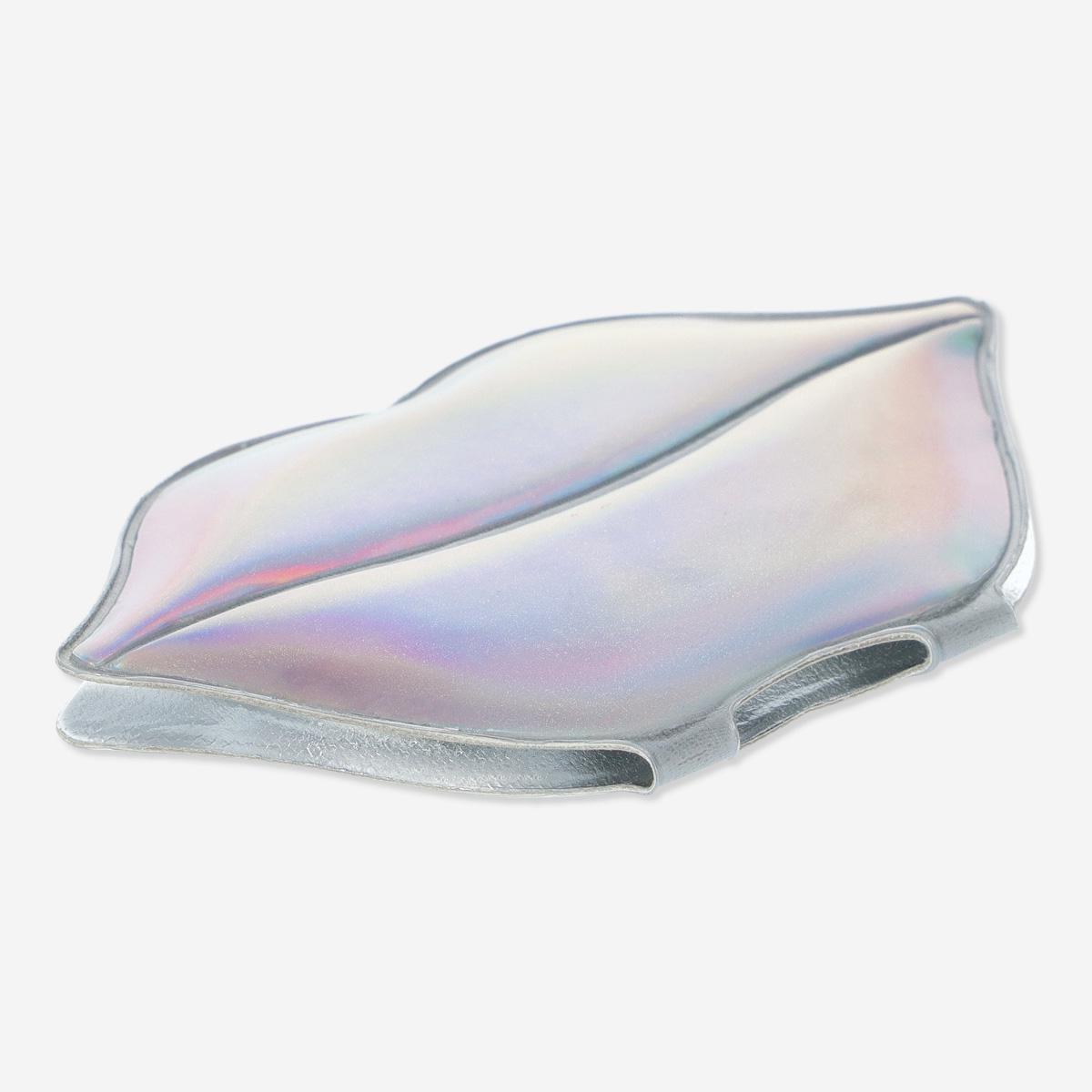 Silver lip-shaped pocket mirror