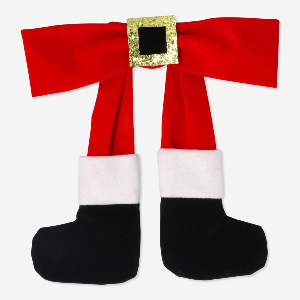 Red bow tie with santa's legs for adults