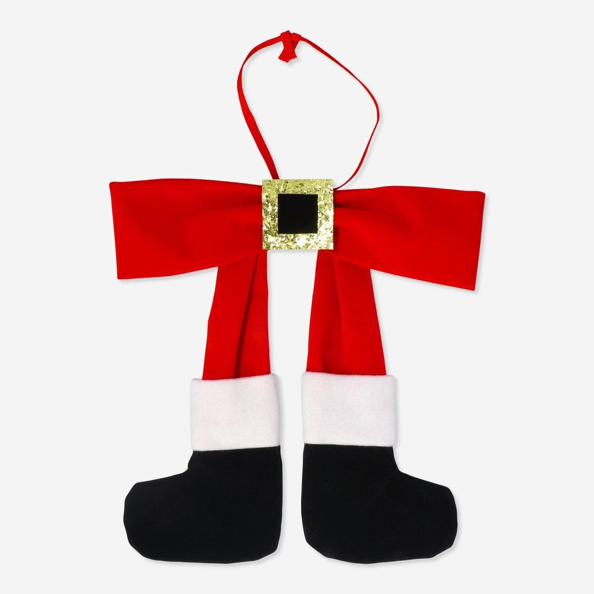 Red bow tie with santa's legs for adults