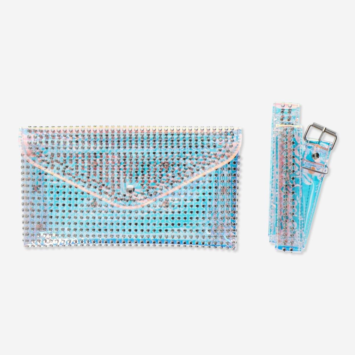 Blue holographic waist bag