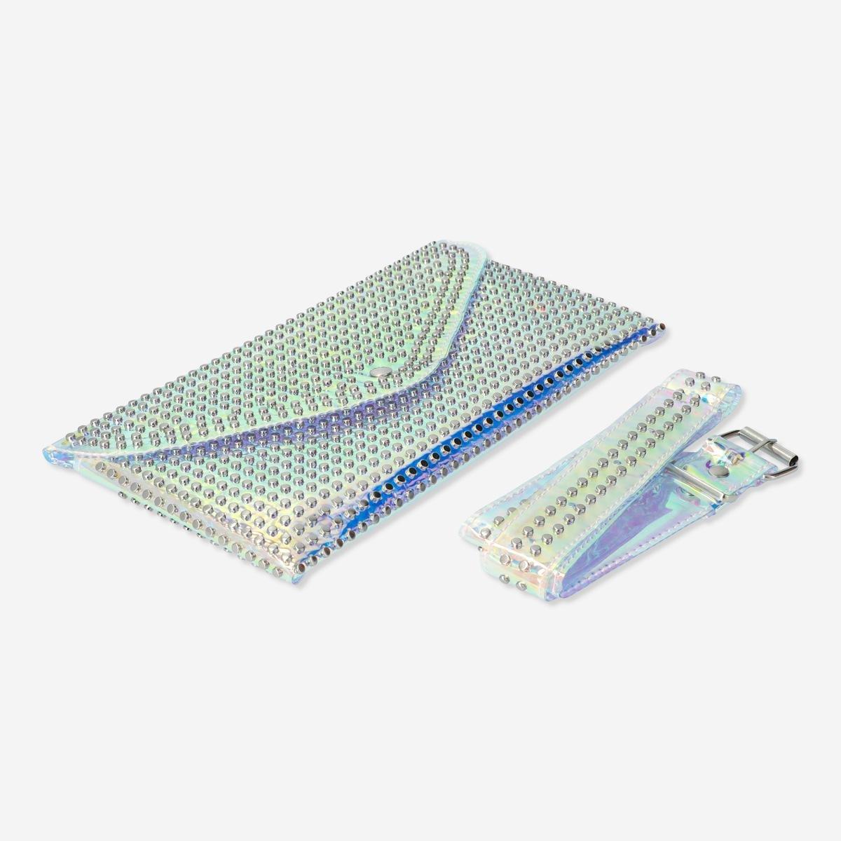 Blue holographic waist bag