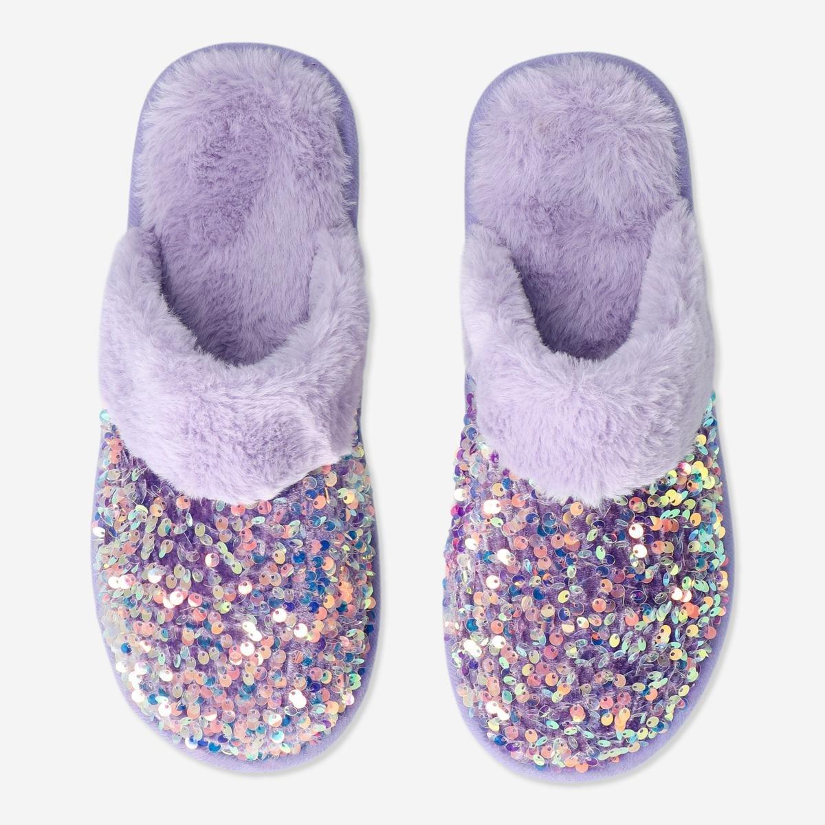 Purple best sale sequin slippers