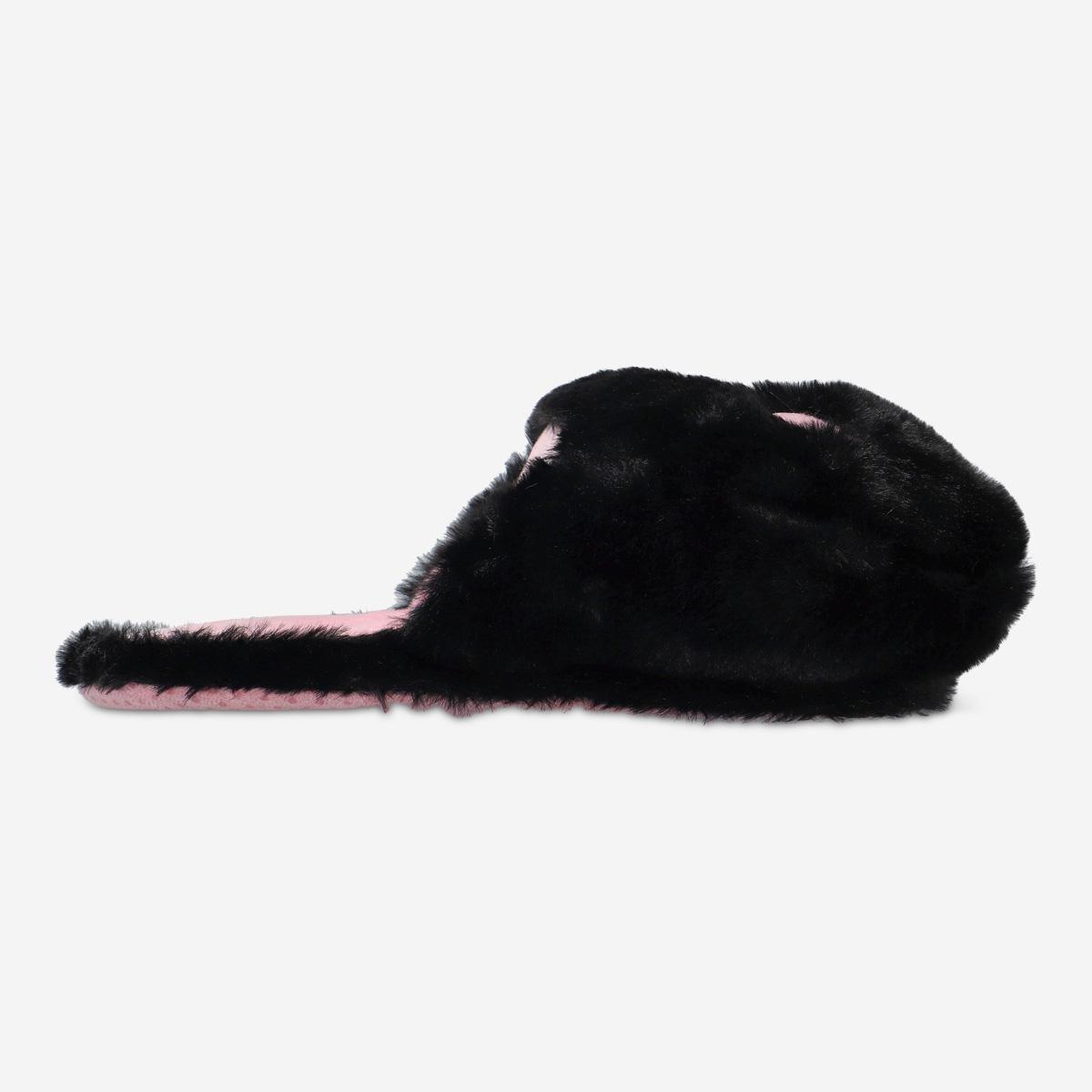 Black and pink cat paw slipper