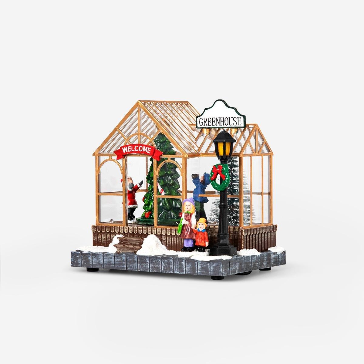 Multicolour christmas village with light and music