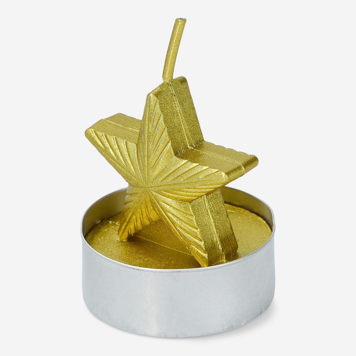 Gold star shaped tealights. 3 pcs
