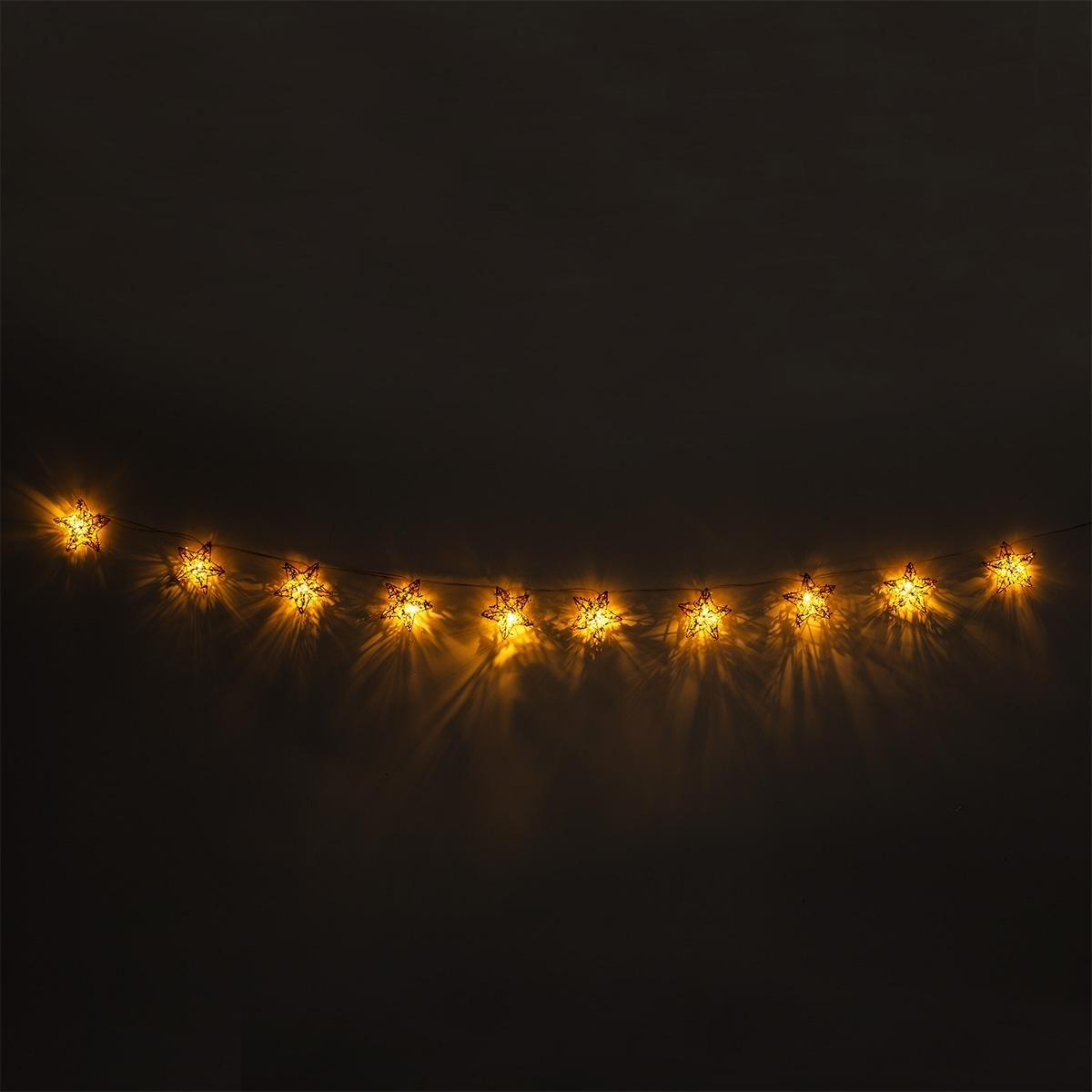 Multicolour star string lights. 285 cm