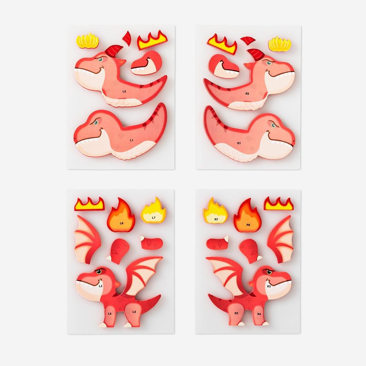 Red diy sticker dragon