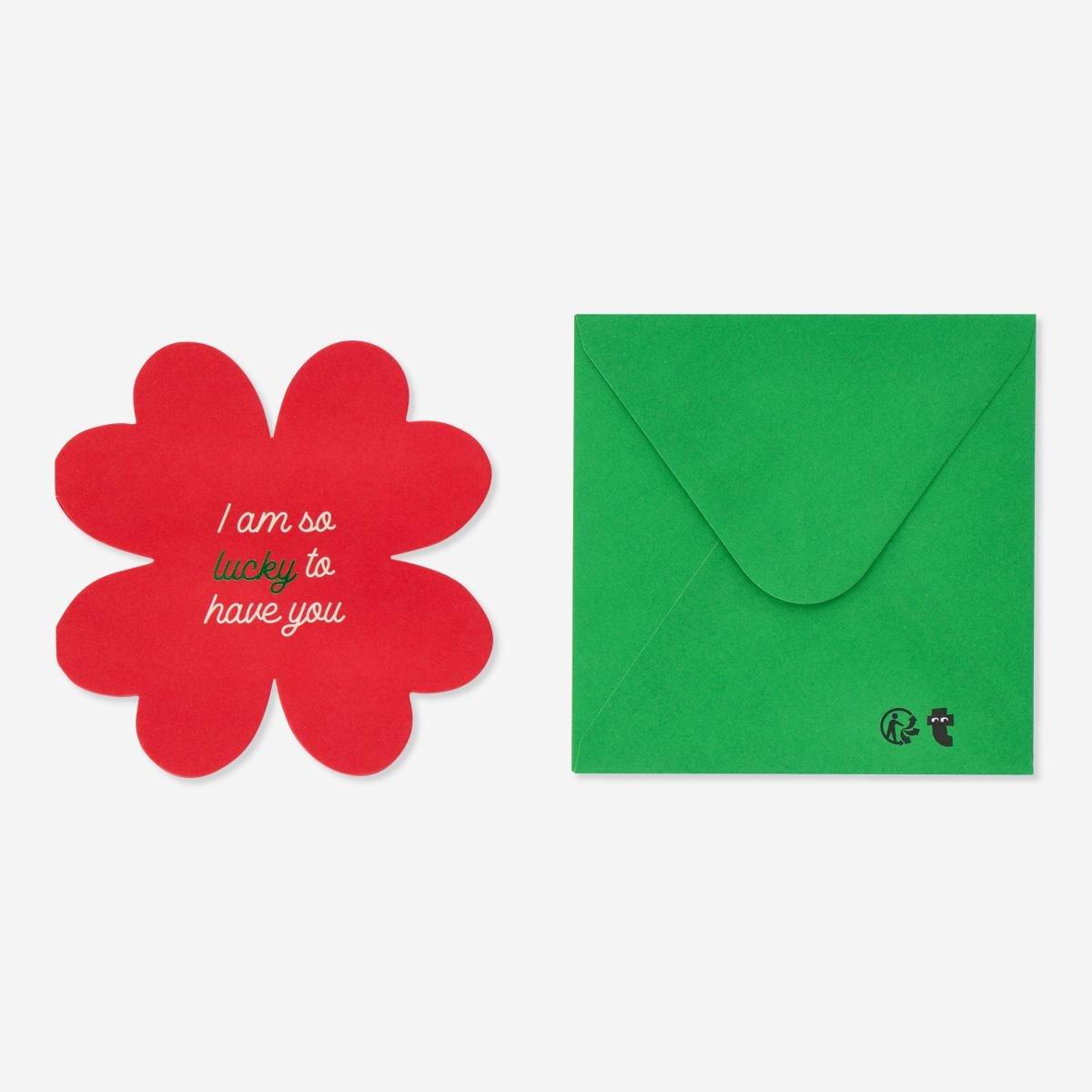 Multicolour card clover with message