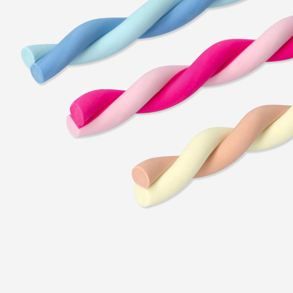 Multicolour twisted erasers. 3 pcs