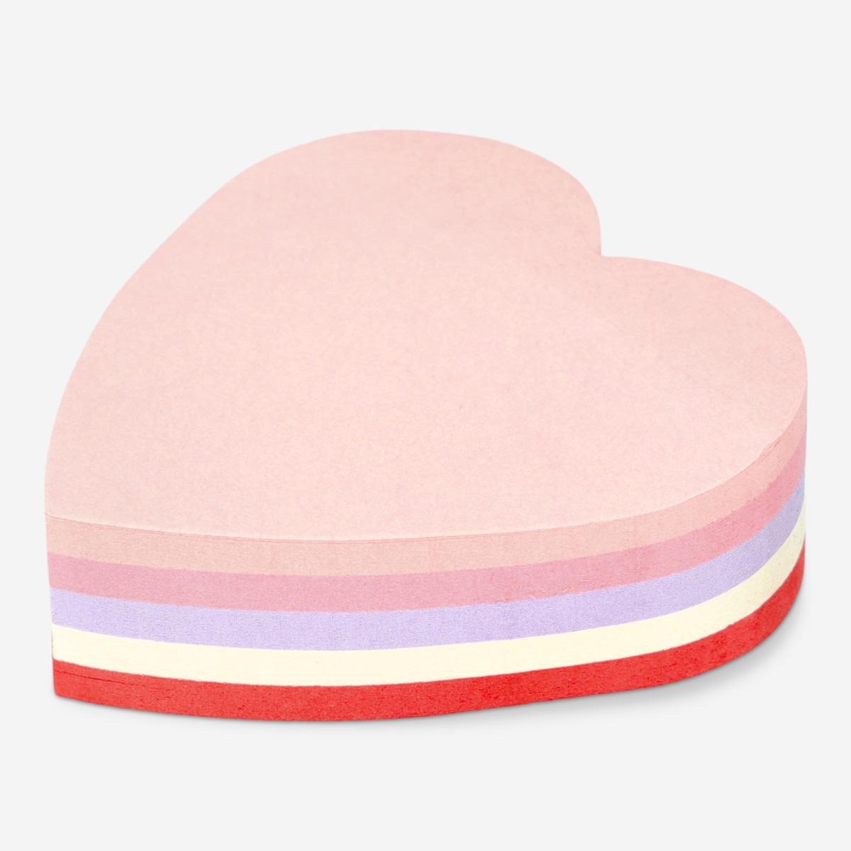 Multicolour stack heart shaped sticky notes