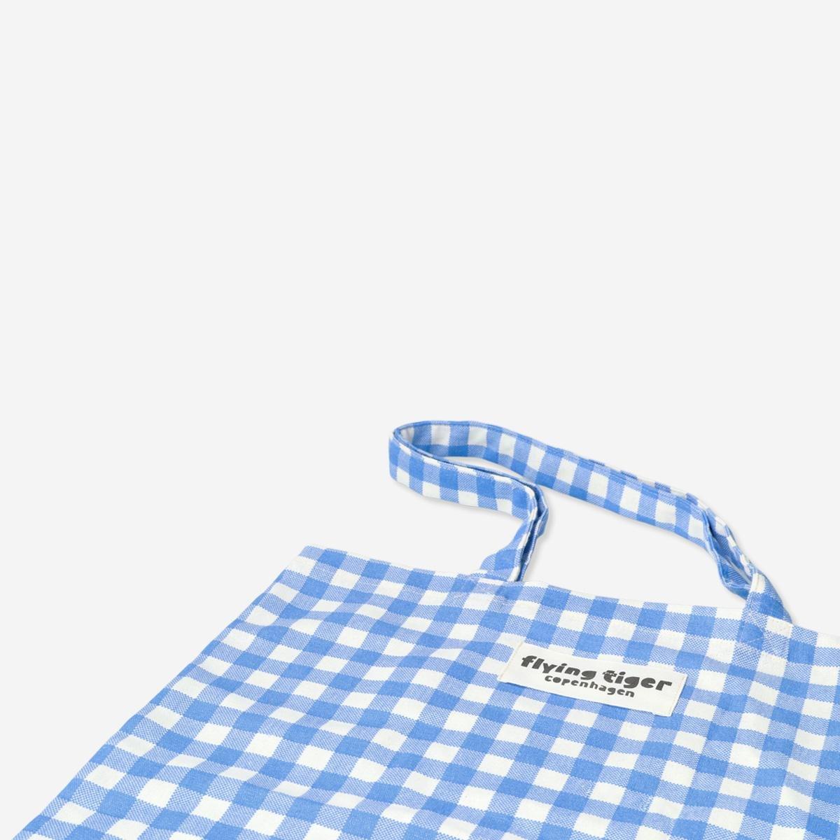 Blue check tote bag