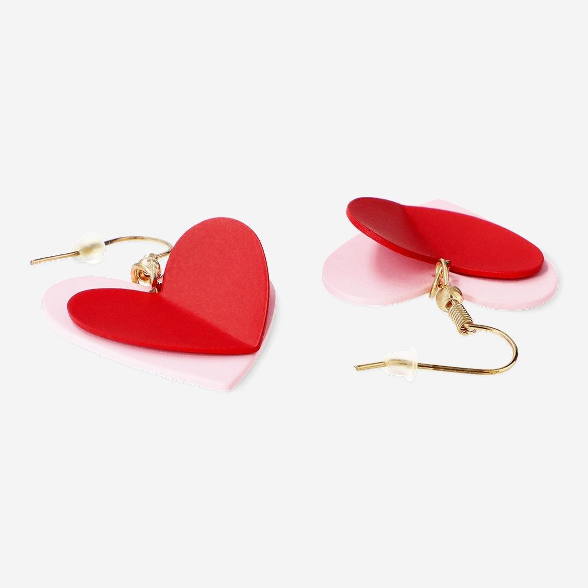 Red hearts earrings