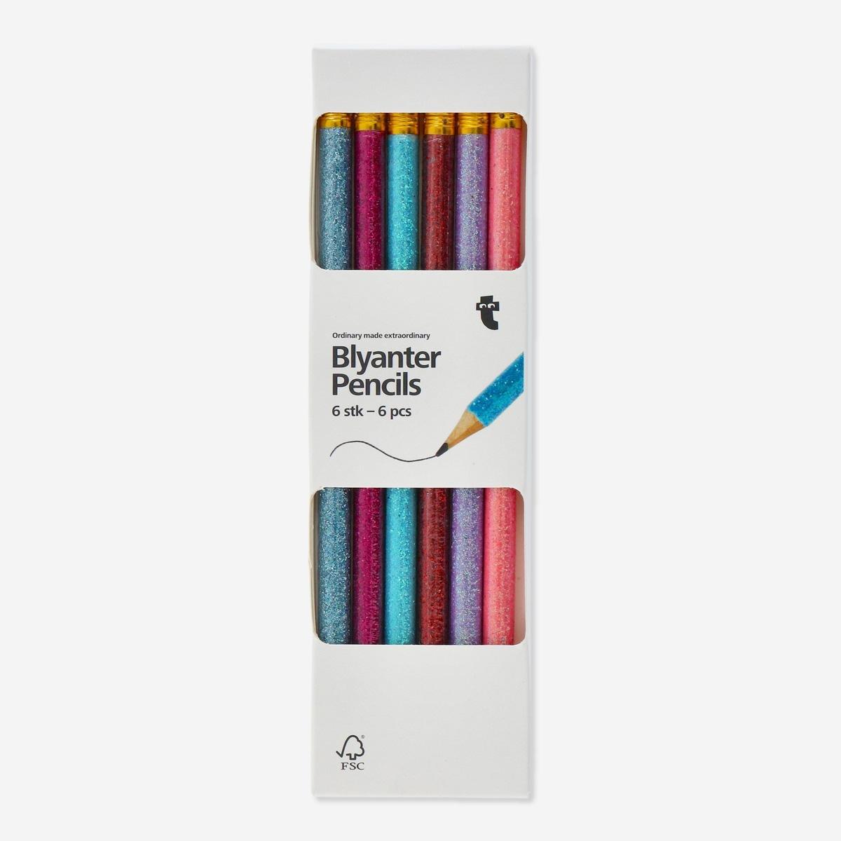 Glitter design pencils. 6 pcs