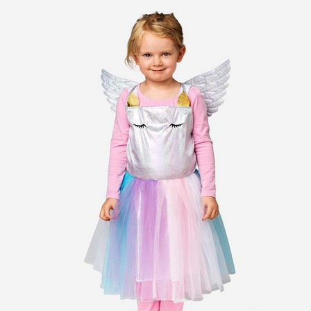 Multicolour unicorn dress up with wings. 3-6 years