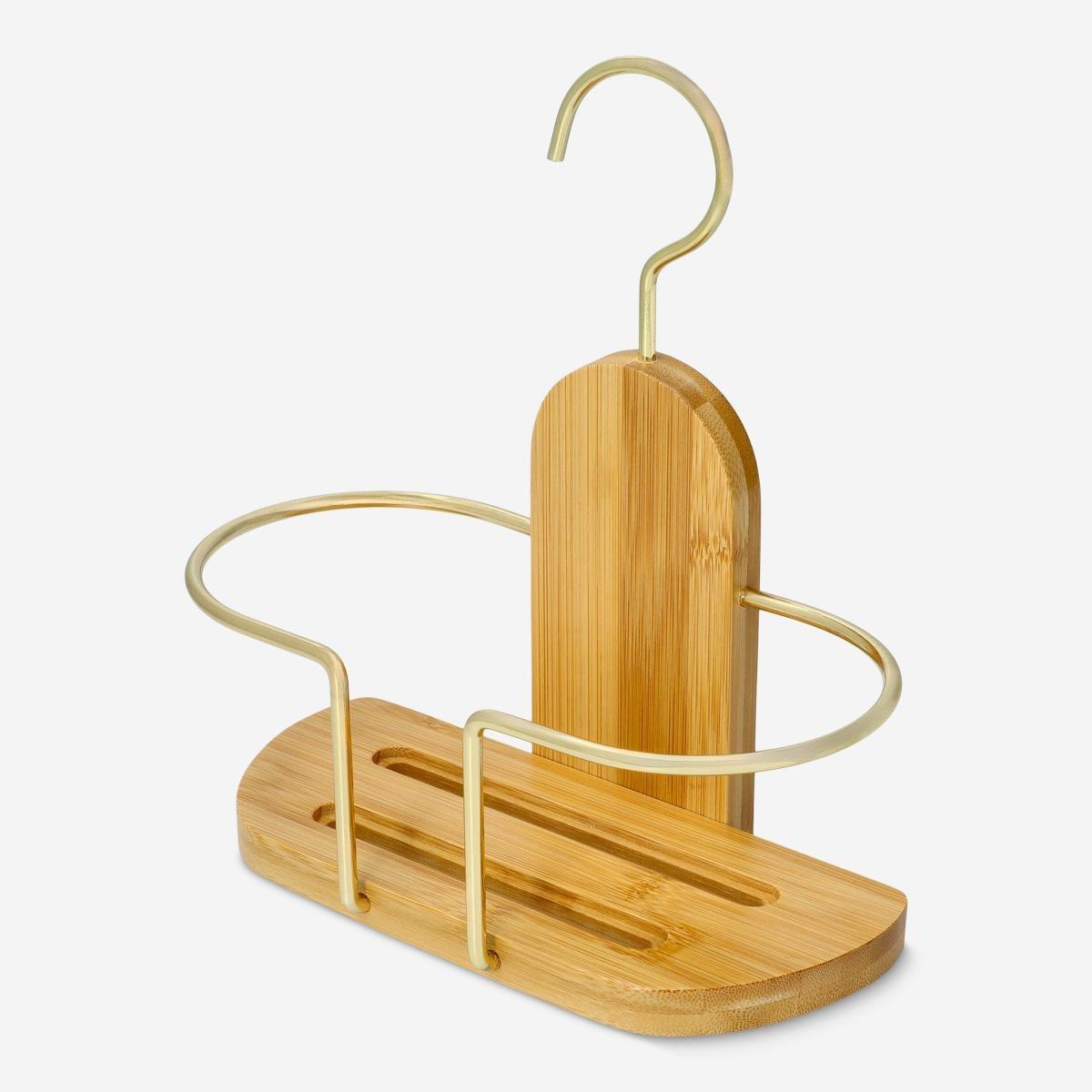 Gold bamboo shower shelf