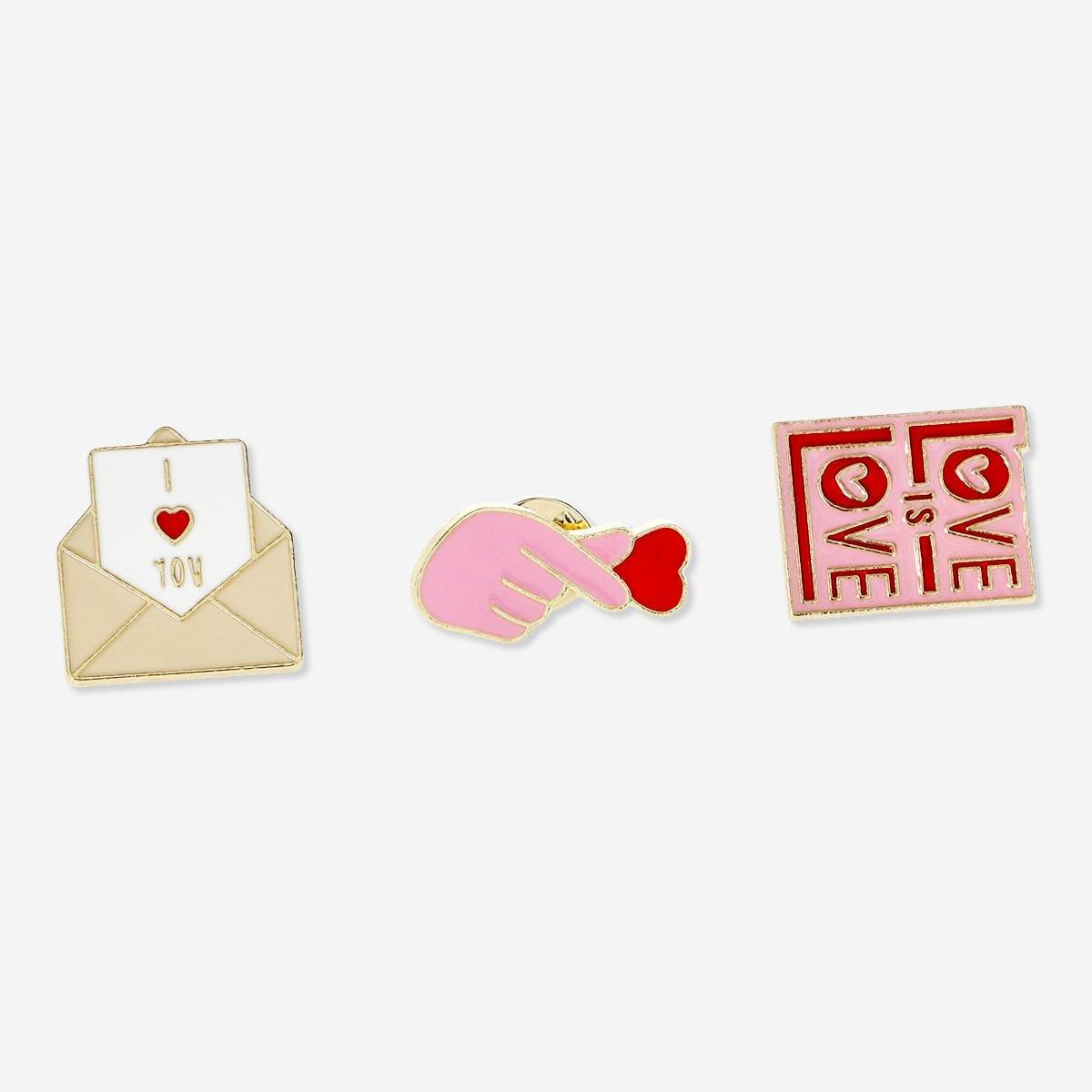 Multicolour love gifting pins. 6pcs