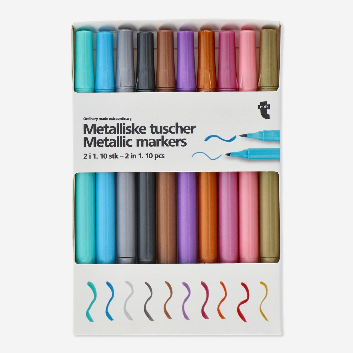 Metallic markers 2-in-1. 10 pcs