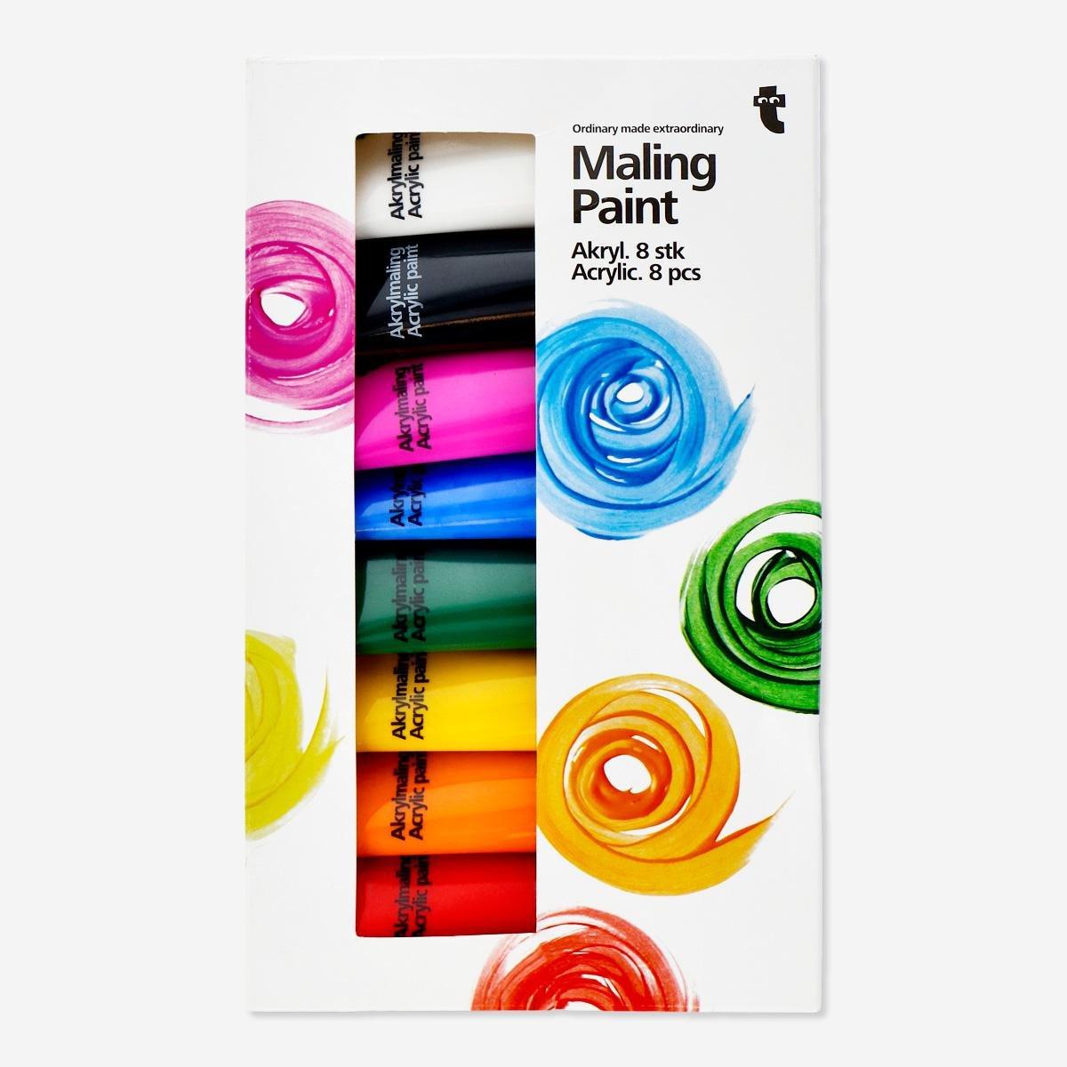 Multicolour acrylic paint. 8 pcs