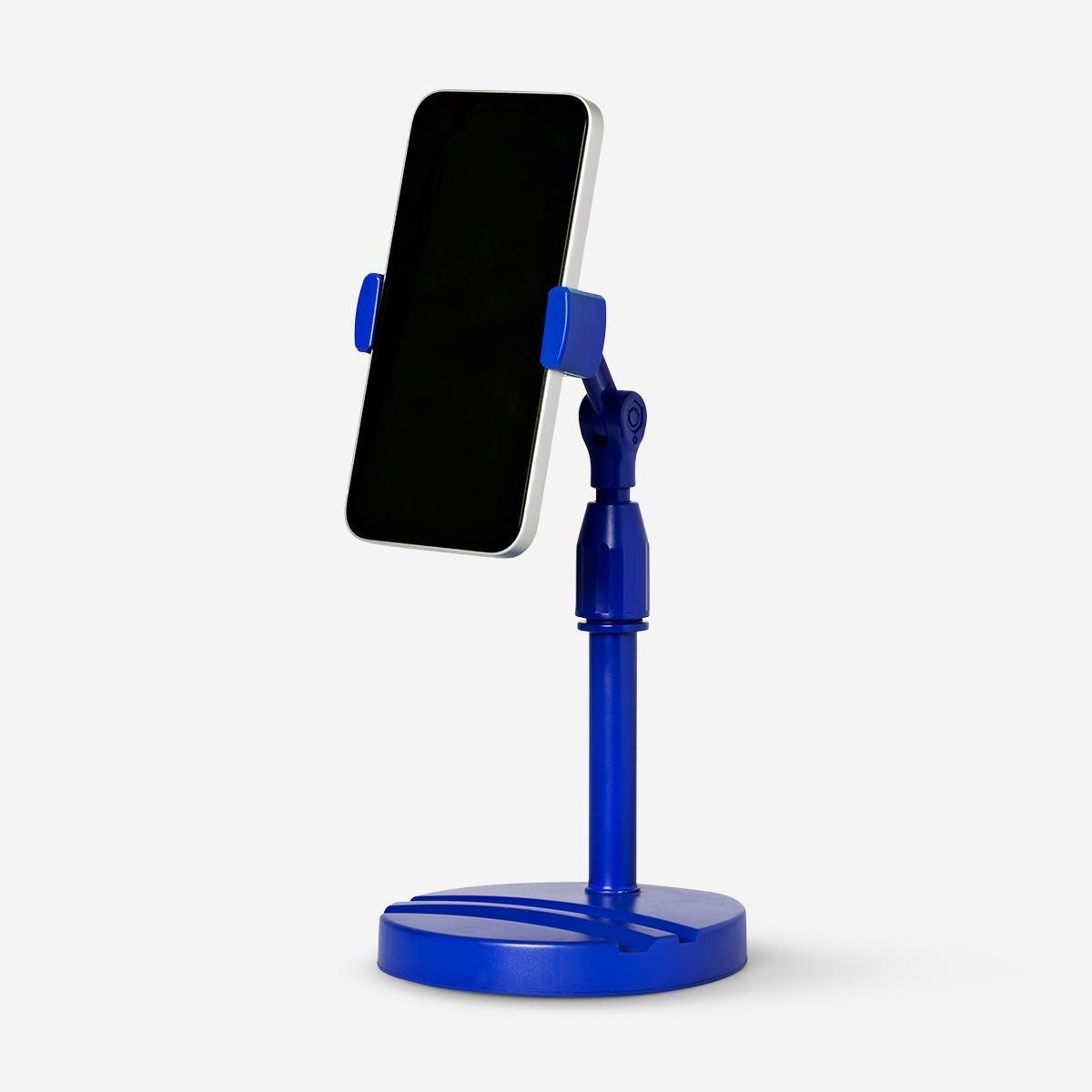 Blue adjustable smartphone and tablet stand