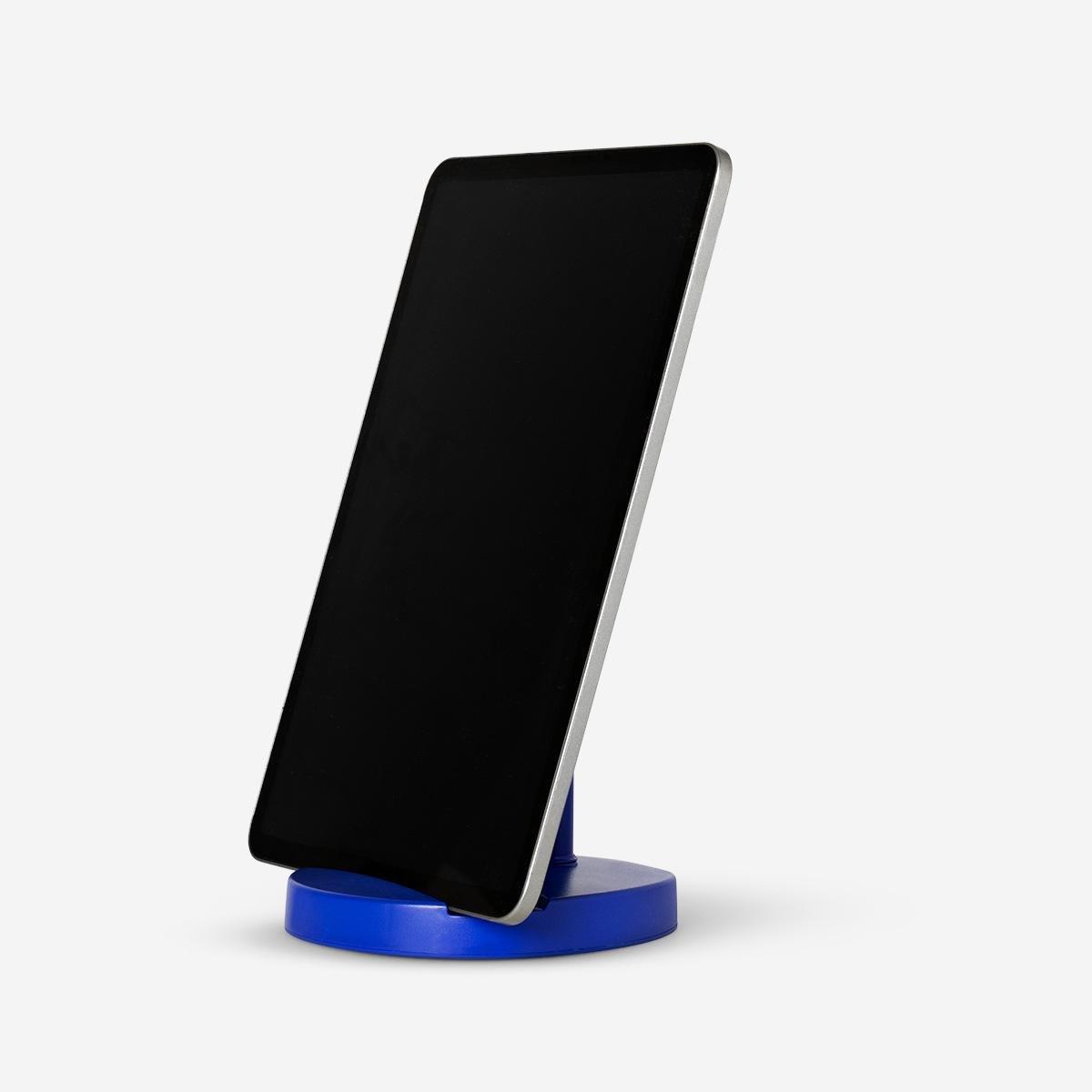 Blue adjustable smartphone and tablet stand