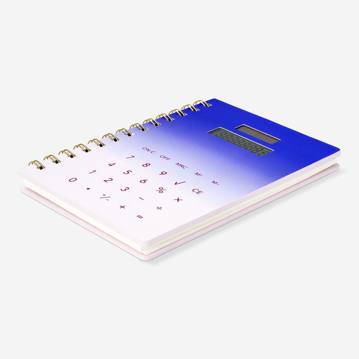 Navy notebook with calculator