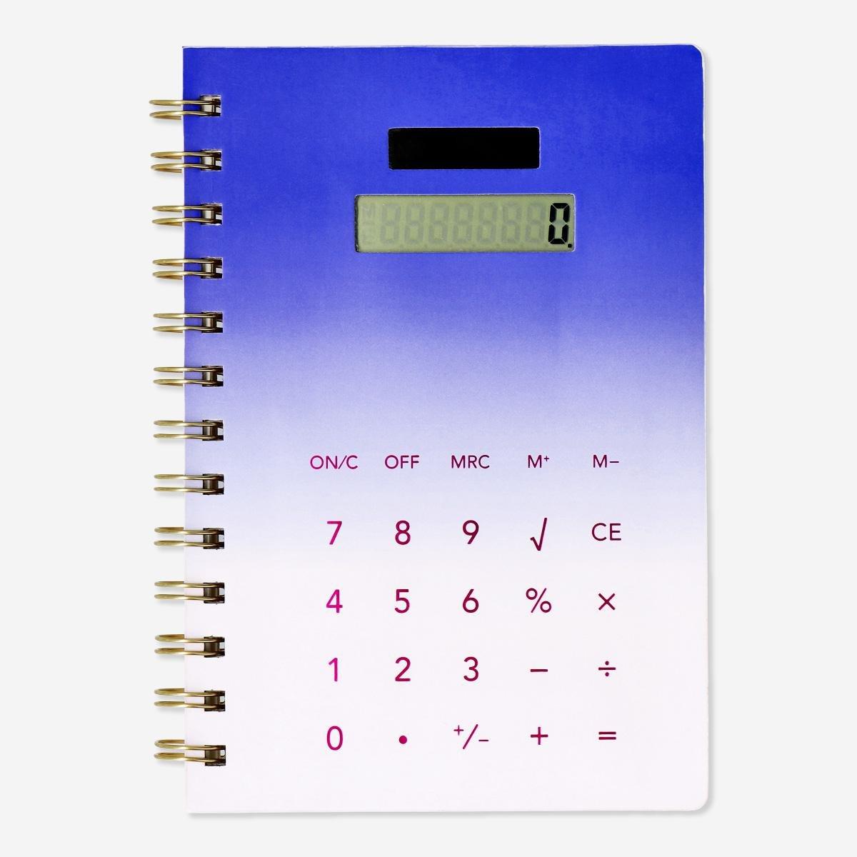 Navy notebook with calculator
