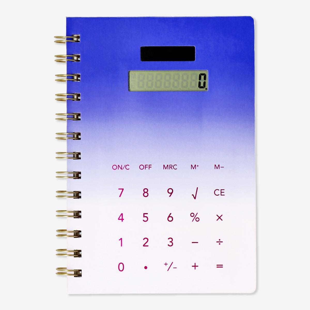 Notebook with calculator. Solar-powered