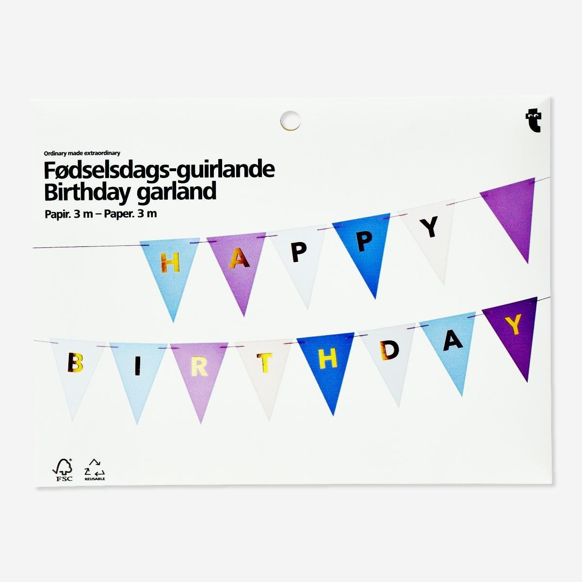 Multicolour Birthday Garland. 300 Cm