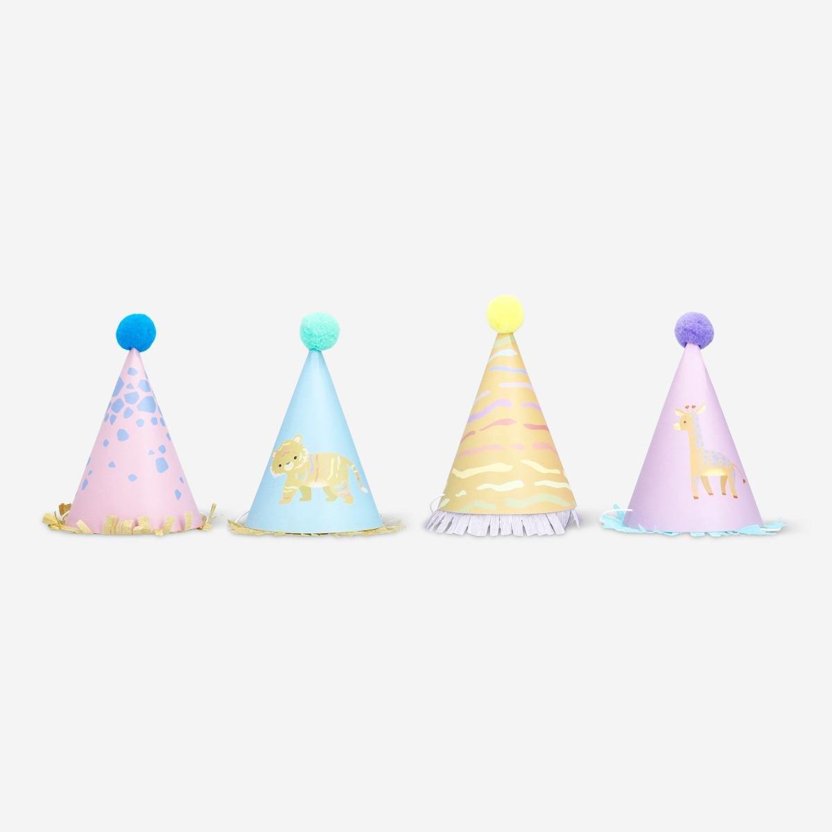 Multicolour party hats. 4 pcs