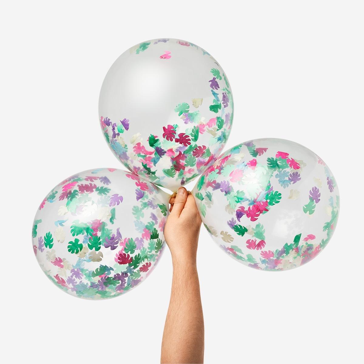 Multicolour balloons with confetti. 6 pcs