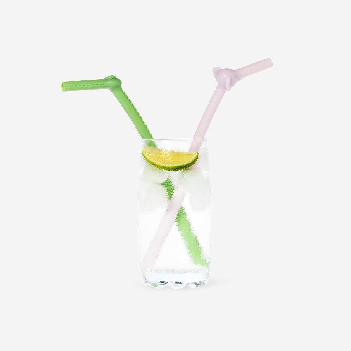 Multicolour reusable straws. 4 pcs