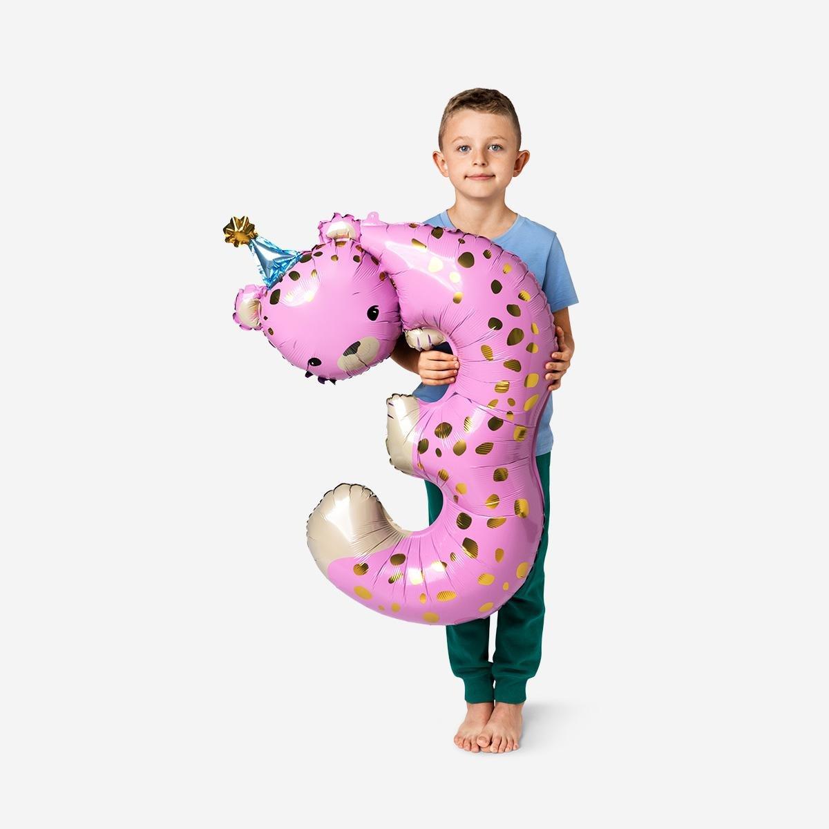 Pink Number 3 Foil Balloon