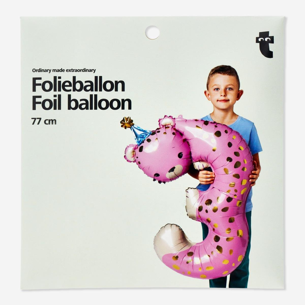 Pink Number 3 Foil Balloon