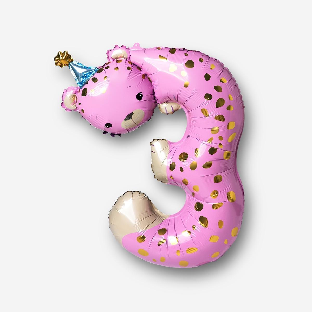 Pink Number 3 Foil Balloon