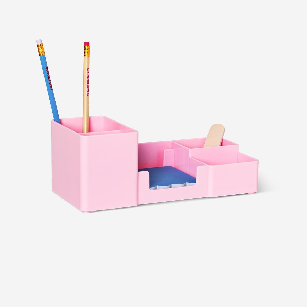 Pink desk tidy