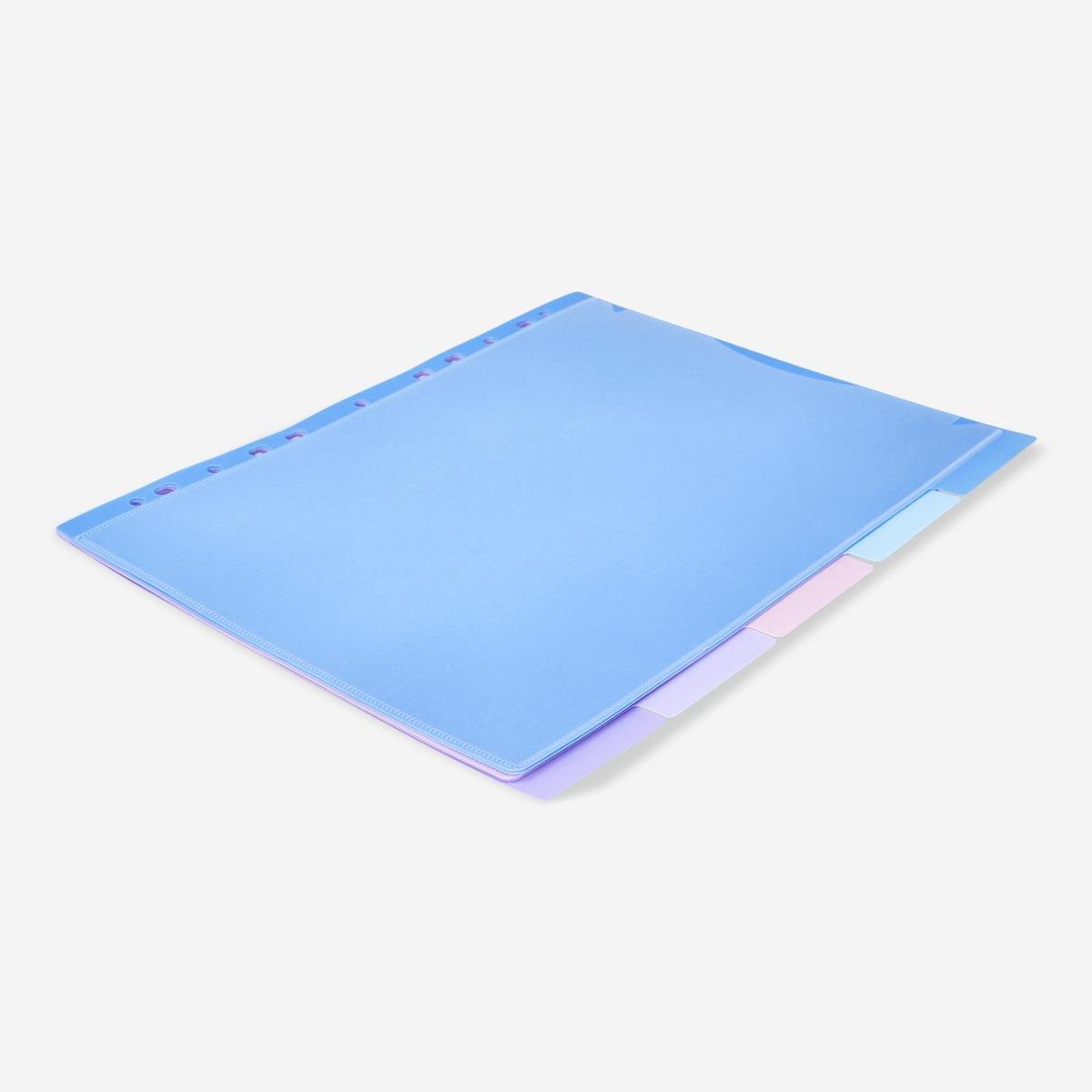 Blue tab dividers. With pockets