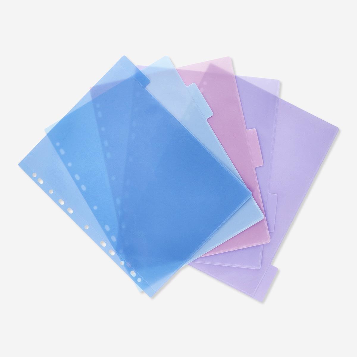 Blue tab dividers. With pockets