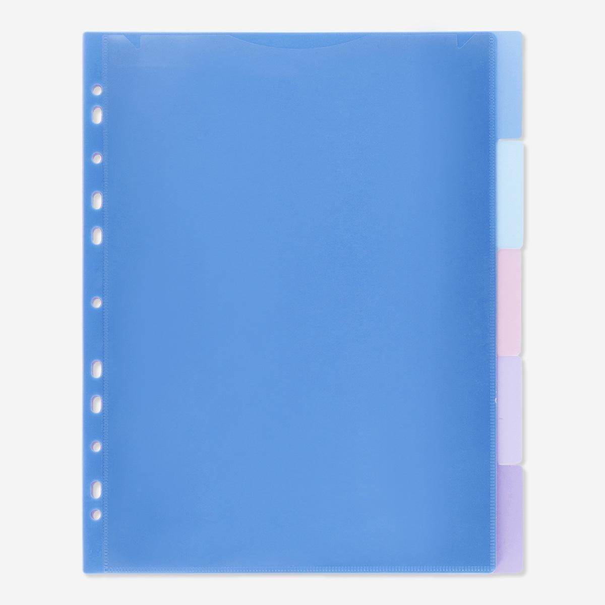 Blue tab dividers. With pockets