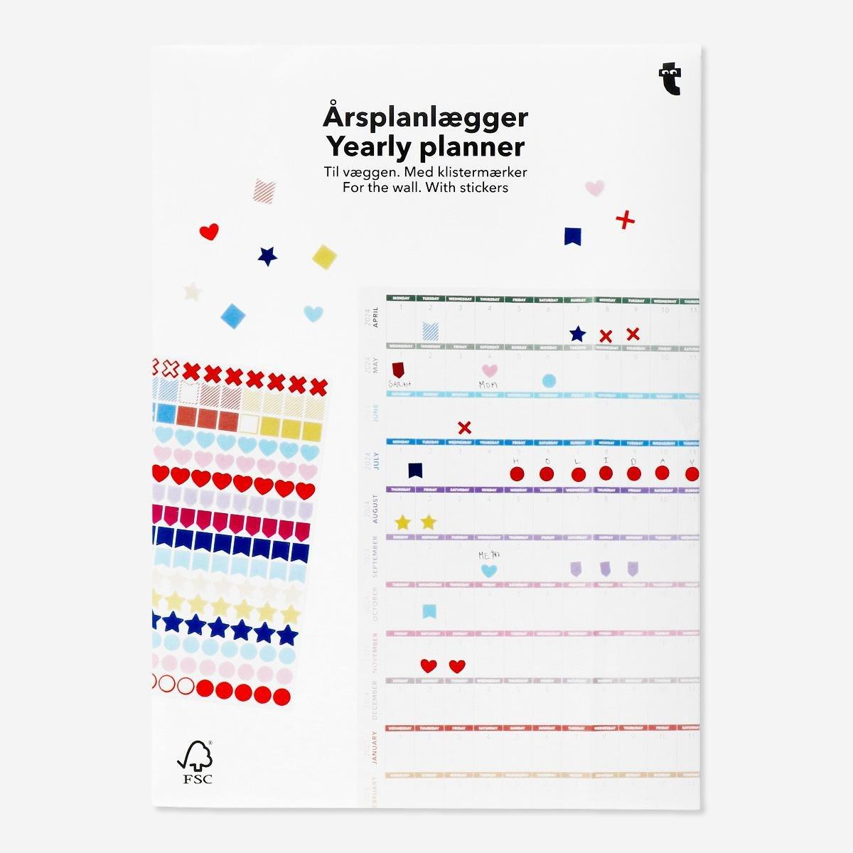 Multicolour yearly planner