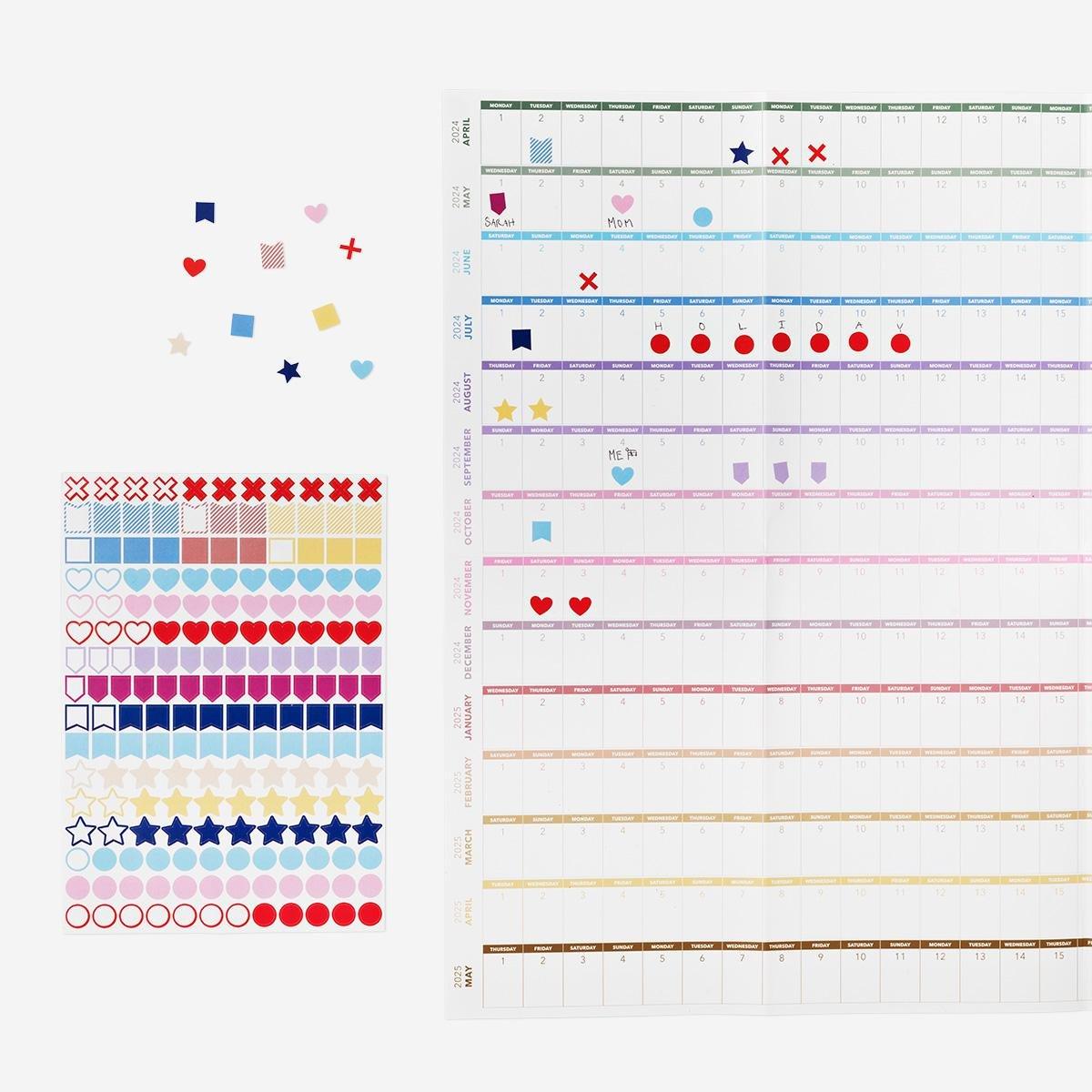 Multicolour yearly planner