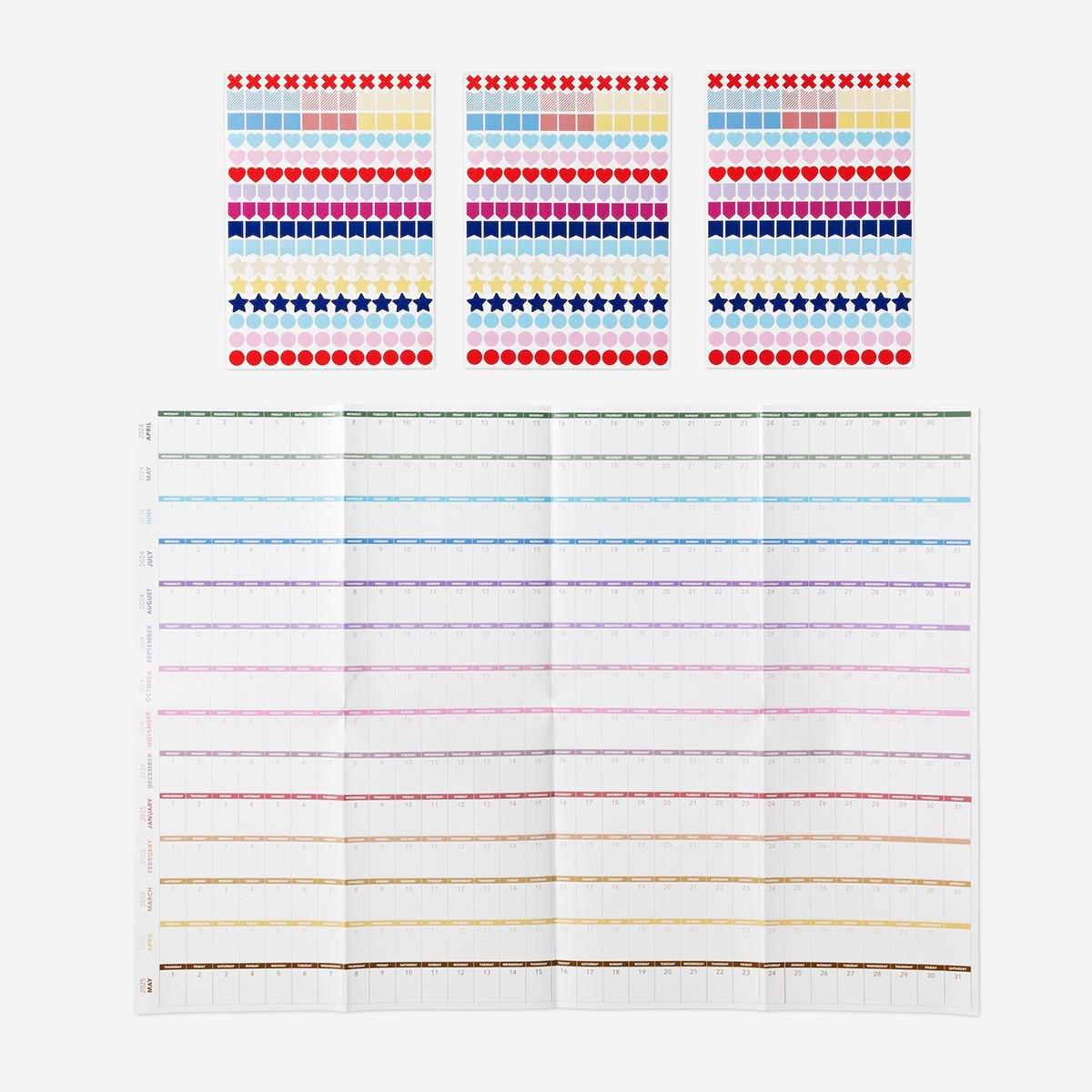 Multicolour yearly planner