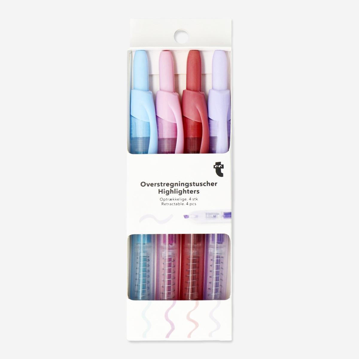 MULTI      Retractable highlighters. 4 pcs