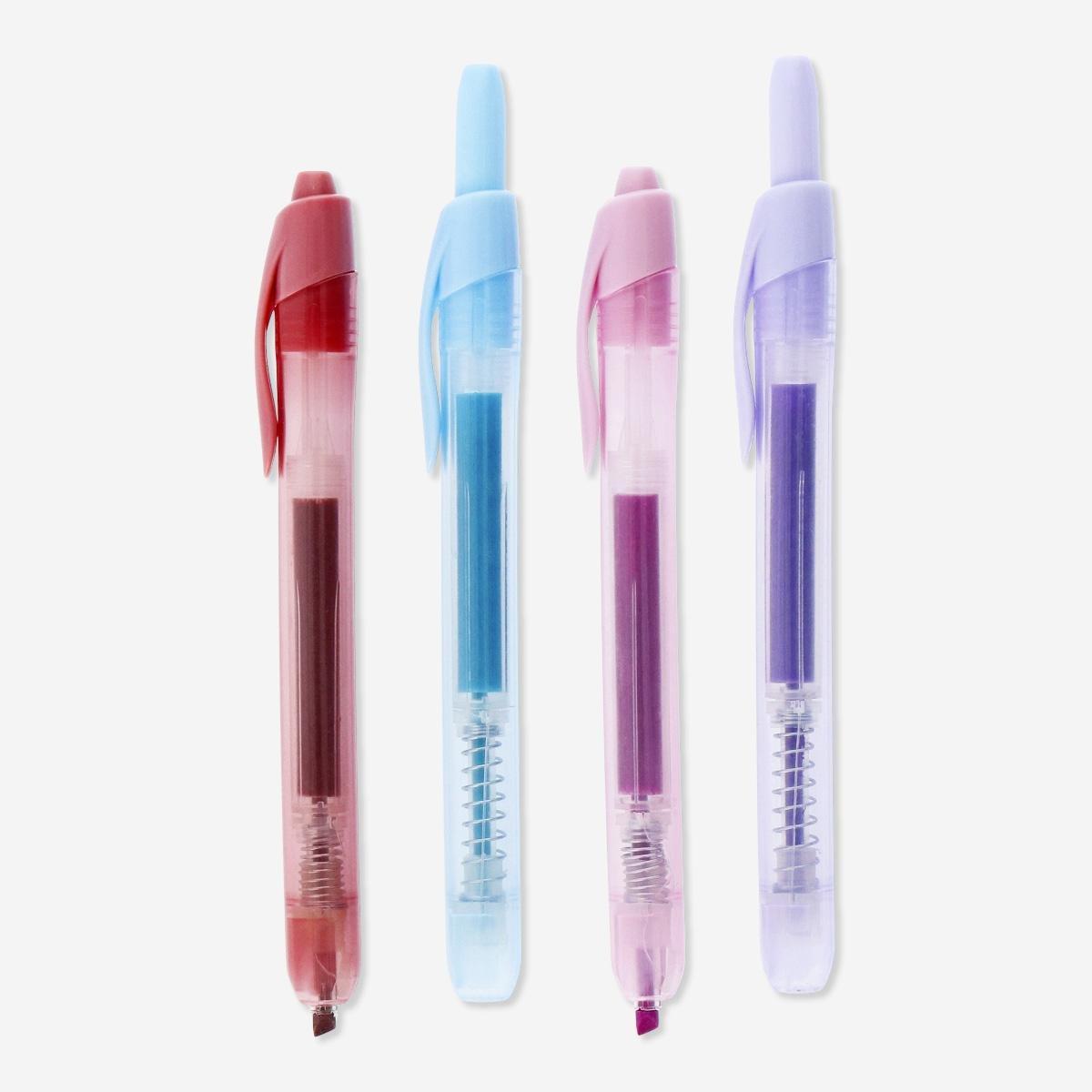 MULTI      Retractable highlighters. 4 pcs